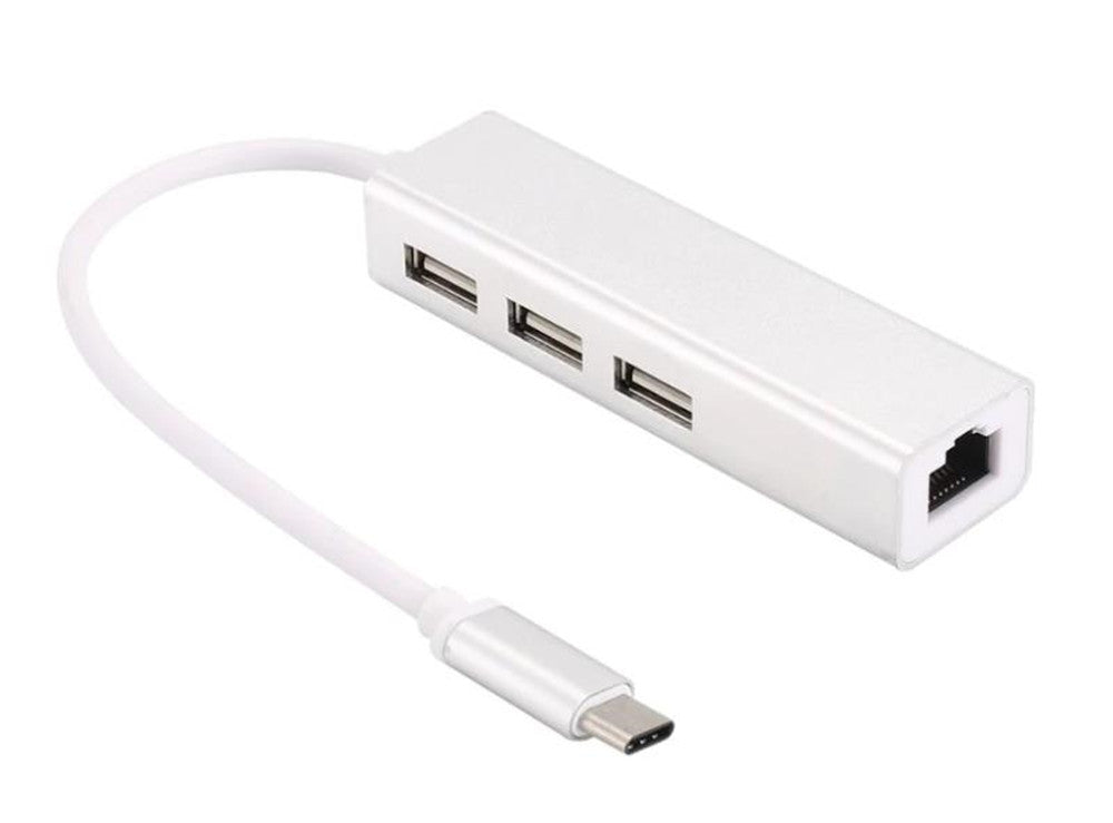 Hub USB USB-C vers 3 ports + adaptateur LAN Ethernet RJ45 Hub USB USB-C vers 3 ports + adaptateur LAN Ethernet RJ45